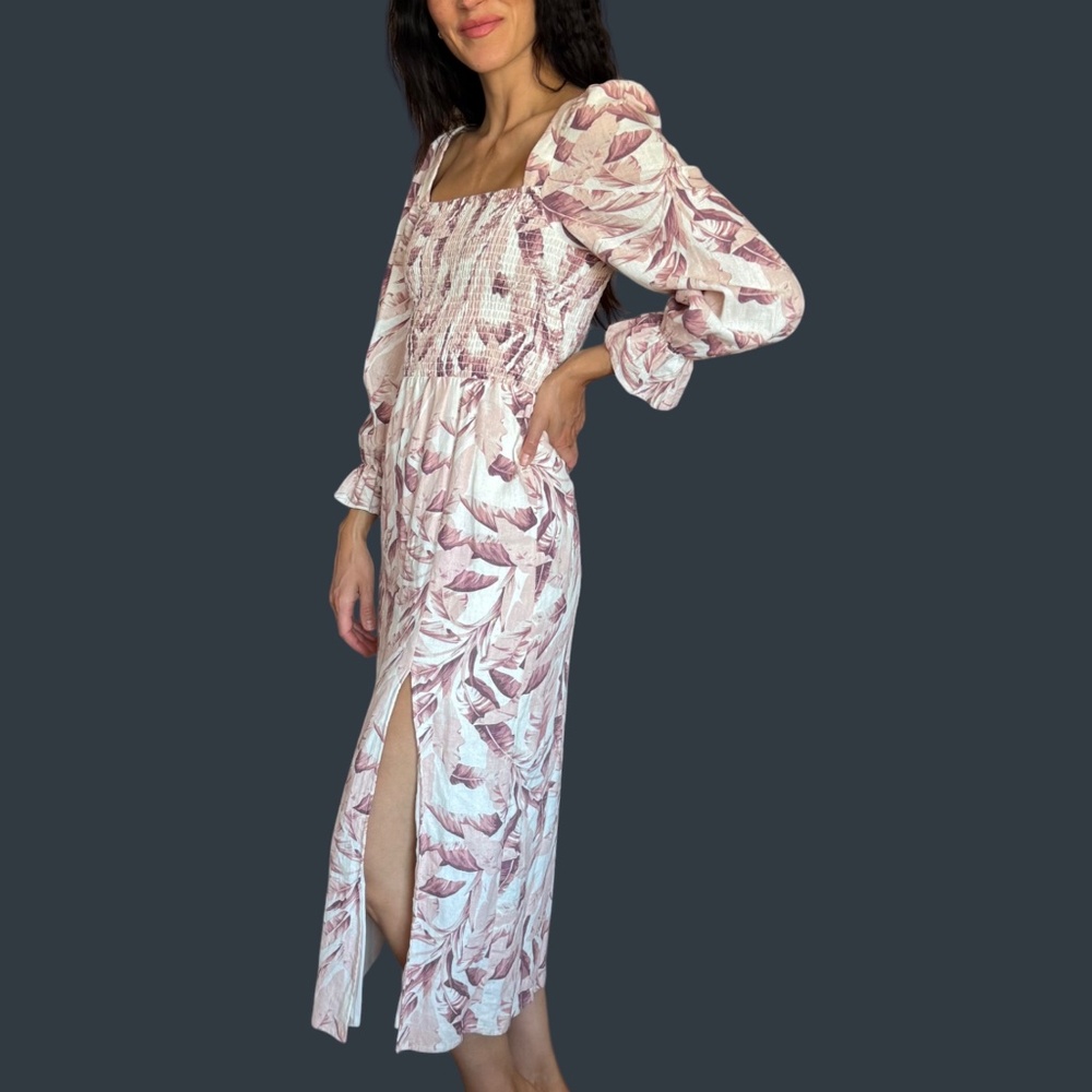 House of Harlow 1960 Linen Blend Palm Dress - Picture 2 of 7